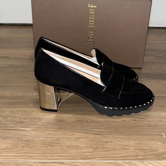 NWT Anthropologie Jon Josef Kao Black Suede Loafer Heels size5 - Picture 4 of 6